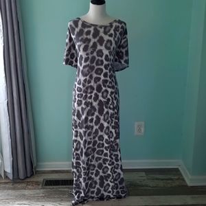 Grey leopard print maxi dress